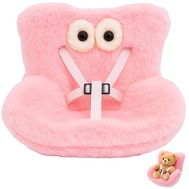 Car Seat, Pink Car Dolls Safety Seat, Have a Seat for 10-17 cm Character Car Seat for Dolls with Soft Furry Cushion, Cute & Practical Doll Safety Seat Suitable for Car Decoration