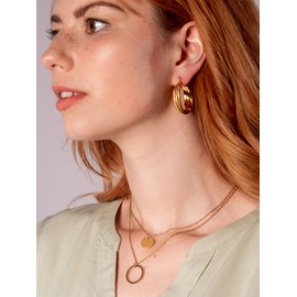 a little something® Belleville Necklace, Women's Layer Chain with 18 Carat Gold Plating in Gold and Rose Gold, Includes Sustainable Gift Packaging (FSC® Certificate), 2020 Collection, 316L Stainless Steel, gold