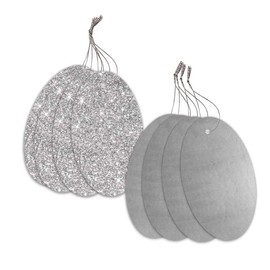 20 Luxury Silver Oval Gift Tags, Glitter and Foil Design