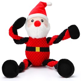 Senneny Dog Christmas Toys with Squeaker, Santa Squeaky Toys for Dogs Puppy, Stuffed Dog Plush Toy for Large Medium Small Dogs, Interactive Durable Dog Chew Toys