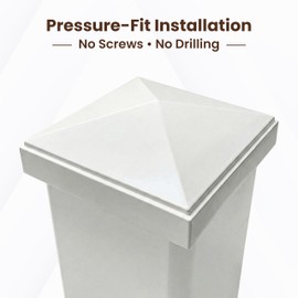 Decorex Hardware 2" x 2" Aluminum Pyramid Post Cap for Metal Posts – Pressure Fit – Powder-Coated White – Rust-Resistant Fence & Railing Post Cap (1 Pack)