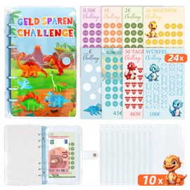 Budget Planner German Children - 8 Saving Challenges for Small Budget Planner - Budget Planner Accessories - Budget Binder A6 - Saving Challenge Set DIY | 0.5€ | 1€ | 2€ | 26 Weeks | Change | 30 Days