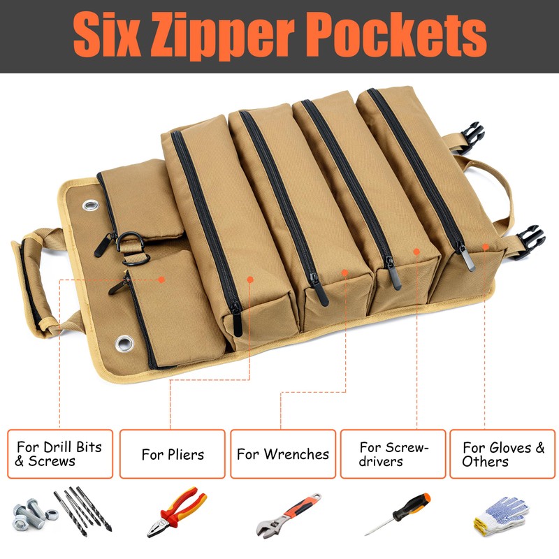 Fsiomo Tool Roll, Heavy Duty Tools Organizer, roll up tool