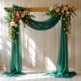 Wedding Arch Draping Fabric, 1 Panel 28" x 19Ft Emerald Green Arch Drapes Sheer Backdrop Curtain for Wedding Ceremony Party Ceiling Decor