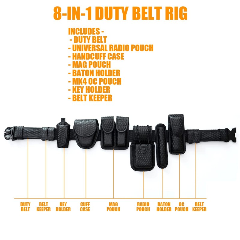 ROCOTACTICAL 8-in-1 Law Enforcement Duty Web Belt Rig, Basketweave Police
