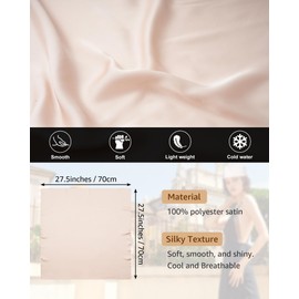 CHLINS 4 PCS 27.5 Inches Satin Head Scarf Silk Scarf for Women Lightweight Hair Bandanas Head Scarves Neck Scarf Hair Wrap (Black+Brown+Skin Color+Flesh Pink)