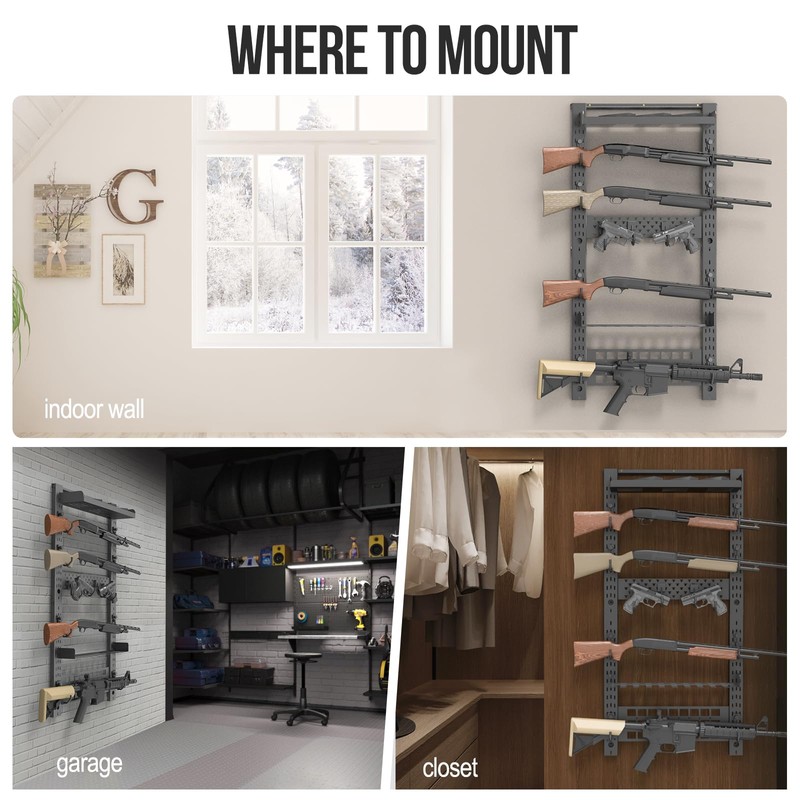 ONETIGRIS Heavy-Duty Gun Rack Wall Mount | Holds 5+ Rifles