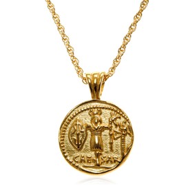 Oobi Doop Gold plated sterling silver coin pendant necklace with adjustable chain and jewellery gift box