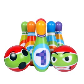 JIAMIAN Mini Kids Bowling Set, 6 Pins And 2 Balls, Soft Bowling Set, Multi-Coloured, Indoor Outdoor Educational Learning Toy For Children, Toys For Children 3+ Years Old