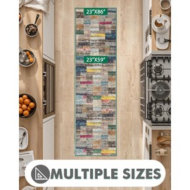 LUMI Washable Rug, 2x5 Kitchen Rugs for Entryway Bathroom, Non-Slip Indoor Door Mat Ultra-Thin, Small Oriental Throw Carpet for Bedroom Entry, Multicolor