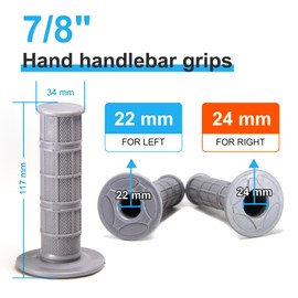 Chiallco 7/8" Motorcycle Hand Grips Dirt Bike Grips for CRF YZF WRF KXF KLX Pit-Bike, Soft Rubber Hand Handlebar Grip, Gray