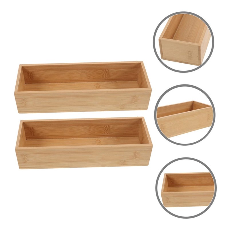 Alipis Bamboo Silverware Tray 3pcs Wooden Drawer Organiser Organiser Box