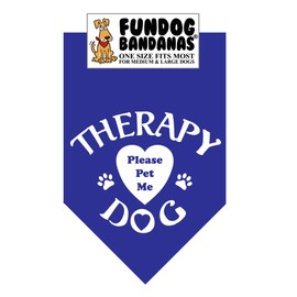 Therapy Dog Please Pet Me Bandana (One Size Fits Most for Medium to Large Dogs, Royal Blue)