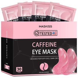 Parches para debajo de los ojos (30 pares), mascarillas de cafeína para ojos para ojeras, bolsas debajo de los ojos, parches de colágeno para ojos... 