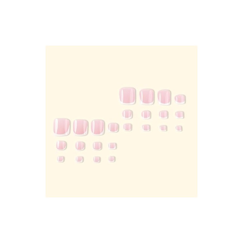 Uñas de Los Pies Postizas, 12 Tamaños Natural Francesas Uñas
