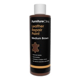 Furniture Clinic Leather Repair Paint | 2-in-1 Seal and Color | Use on Scratches, Tears, & Holes in Car Seats, Furniture | Quick and Easy Leather Repair Kit for Furniture (Medium Brown, 500ml / 17oz)