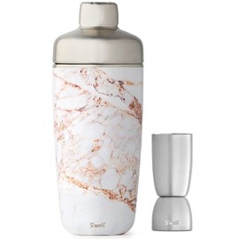S'well 18oz Shaker with Jigger Carafe, 2 Piece Set, Calacatta Gold