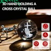 ZEERSHEE 60mm 3D Laser Engraved Hand Holding A Cross Crystal