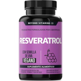 Trans-Resveratrol 1160mg Alta Potencia con Pimienta Negra, Vitamina C, Semilla de Uva y Acai | Fórmula Vegana con Polifenoles Antioxidantes | 180 Cápsulas para Apoyo Cardiovascular y Envejecimiento Saludable