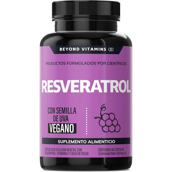 Trans-Resveratrol 1160mg Alta Potencia con Pimienta Negra, Vitamina C, Semilla