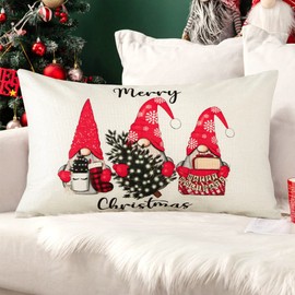 JOTOM Christmas Pillow Covers Christmas Winter Holiday Cushion Covers Home Decorative Throw Pillow Covers Xmas Pillowcases for Sofa Bed Couch Decor