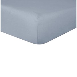 Sleepdown 100% Pure Cotton Deep Fitted Sheet Warm Cosy Breathable Super Soft Bedsheet Bed Linen 32cm Extra Deep Pockets - Grey - Double,5056557501069