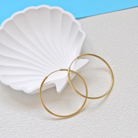 Rnivida Womens Gold Plated Endless Hoop Earring with Sterling Silver Post | Lightwight Thin Hoops Earring for Everyday (Gold, 30mm)