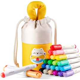 Washable Super Tip Markers for Toddlers, Water Based Broad Line Coloring Markers, Safe and Non-Toxic, 24 Colors with Storage Pouch, Art Supplies for Preschool Boys & Girls