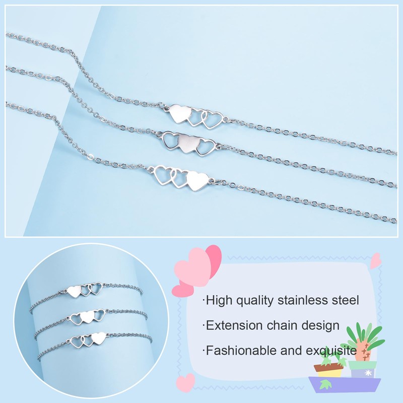 VU100 3 Pcs Mother Daughter Bracelets Mothers Day Gifts for