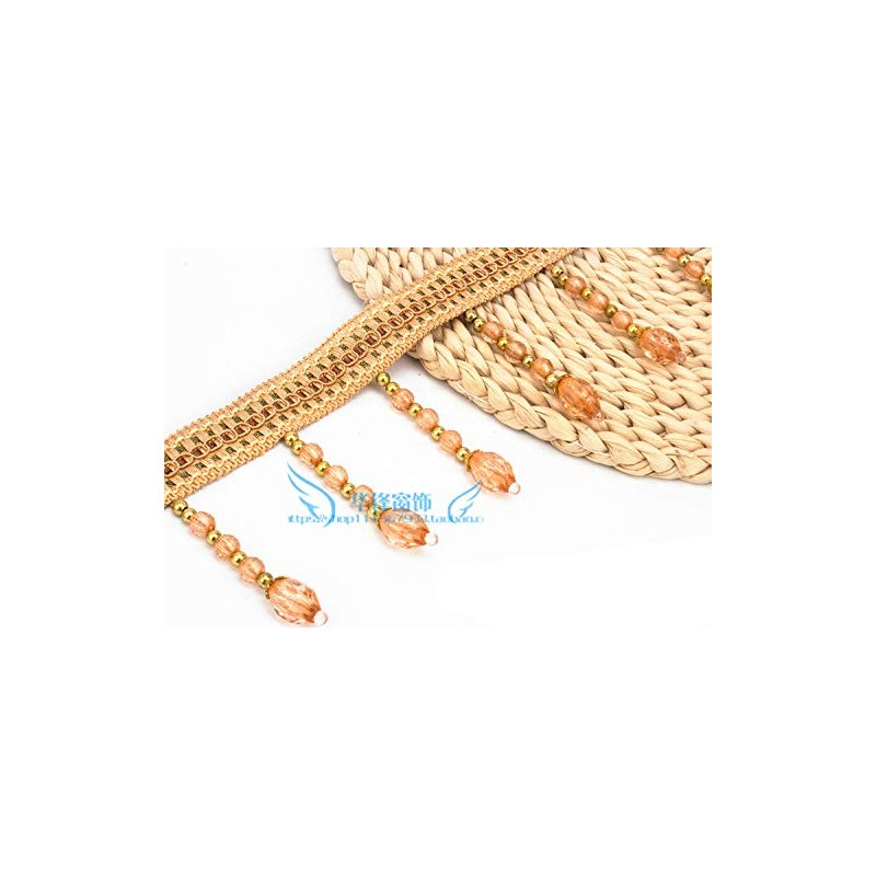 Yalulu 4 Yards Fringe Tassel Trim, Braided Beads Hanging Ball