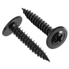 VGBUY 180Pcs #8 x 3/4 Inch Wood Screws Phillips Modified Truss Head Stainless Steel 410 Quick Metal Self Tapping Screws,Black Zinc Plated