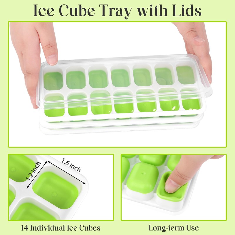 Aneco 2 Set Plastic Freezer Ice Bin with Flexible Scoop