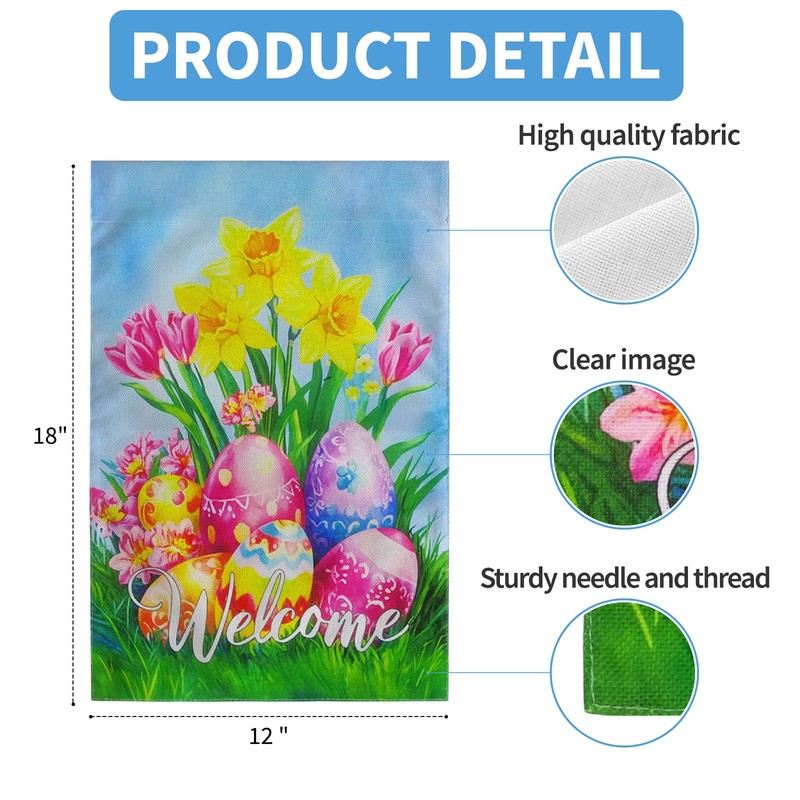 Flagpark Easter Garden Flag 12X18 Inch Double-Sided, Happy Easter Decorations