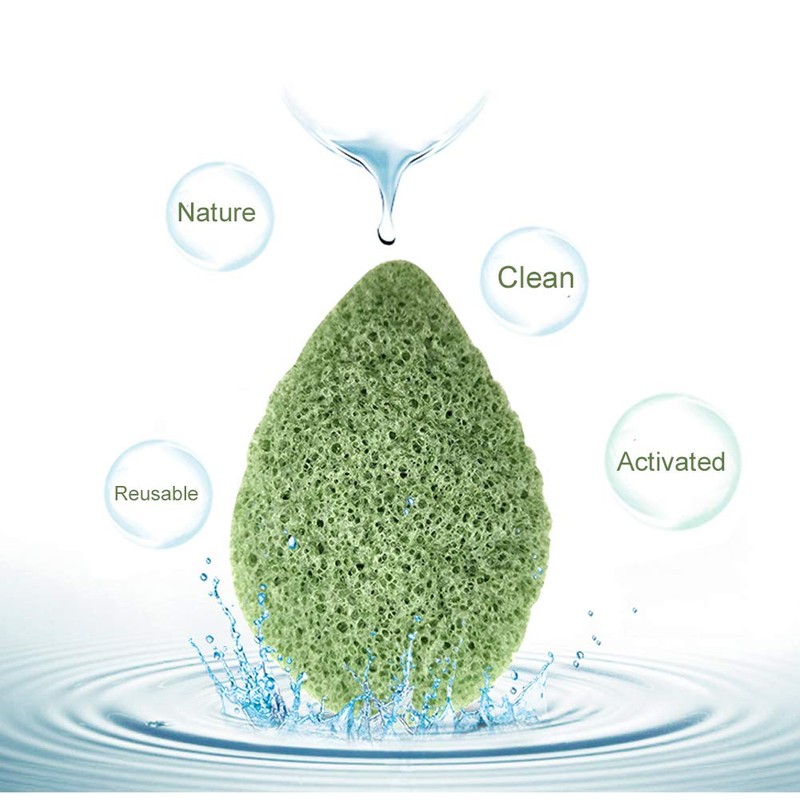 JOSALINAS Nature Konjac Facial Sponge 3 Packs with Activated Bamboo