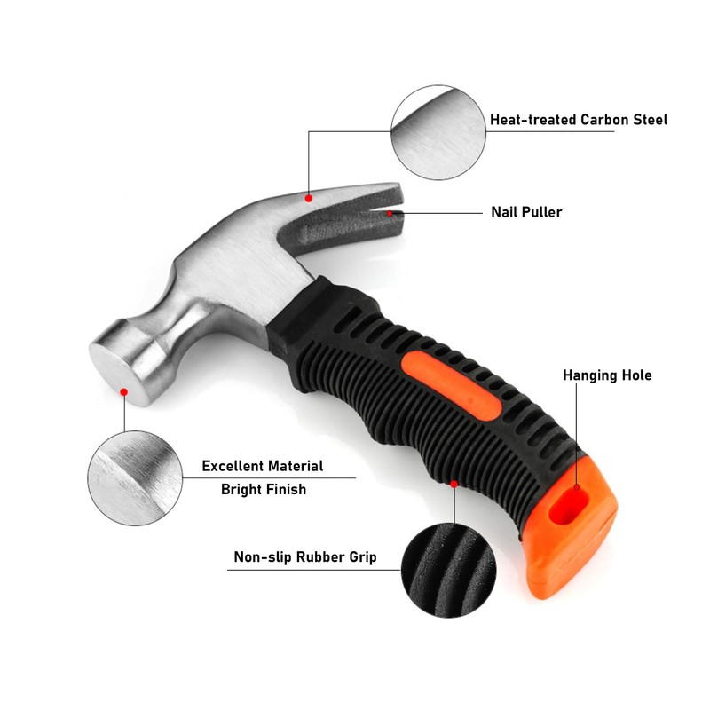 cSeao 2-Pack Hammer, 8oz, Small Camping Claw Hammer, Hammer, Stubby