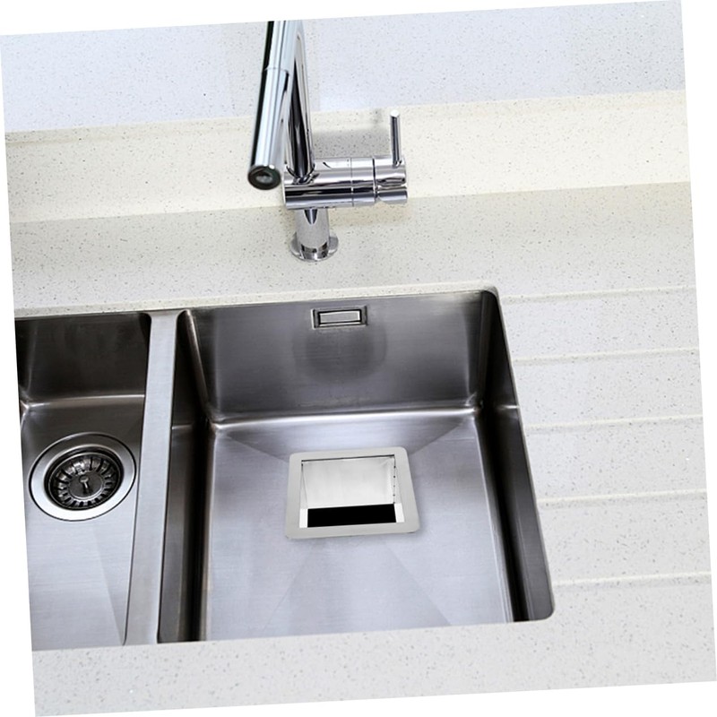 Ipetboom Stainless Steel Trash Chute Grommet Square Countertop Waste Disposal