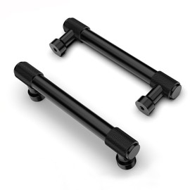 KNOKLOCK 10 Pack 3.75 Inch(96mm) Kitchen Cabinet Handles Matte Black Knurled Cabinet Pulls Kitchen Cabinet Hardware Drawer Pulls for Dresser Cupboard Wardrobe