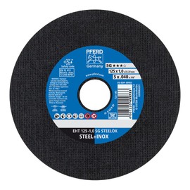 PFERD Cutting Disc EHT, Pack of 5 | 125 x 1.0 x 22.23 mm, Straight, Performance Line SG Steelox | 69198297 - for Steel and Stainless Steel (INOX)