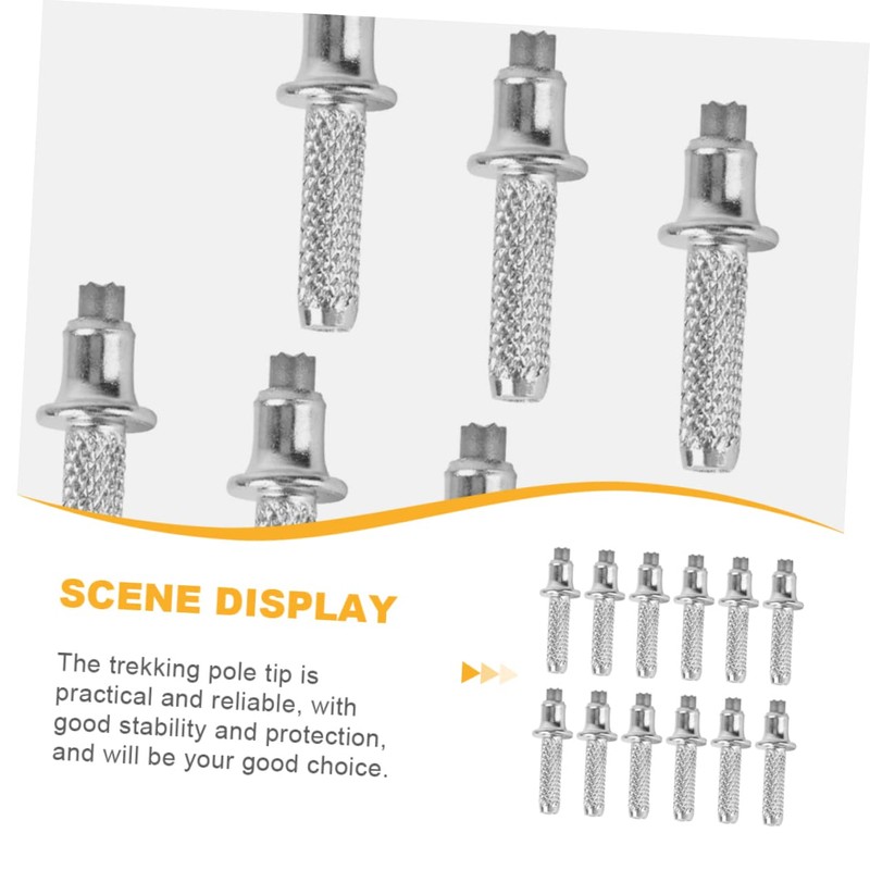 KOMBIUDA Mountaineering Trekking Pole Tips 12pcs Tungsten Steel Tip Replacement