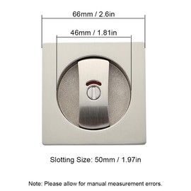 Sliding Pocket Door Lock, Invisible Recessed Mortise Lock Zinc Alloy Square Sliding Door Handle with Indication for Toilet Bathroom Restroom, 66mm Black