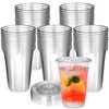BALDCC 16 oz Clear Plastic Cups With Flat Lids, 50