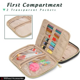 Yarwo Crochet Hooks Case, Travel Organizer Case with Multiple Pockets for Various Crochet Hook, Knitting Needles (up to 20cm/8”) and Knitting Supplies, Black (Bag ONLY)