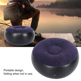 MUNEFE Inflatable Flocking Stool, Footrest Inflatable Chair, Round Air Chair Footrest Cushion for Camping Gaming Lunch Break Party Travel