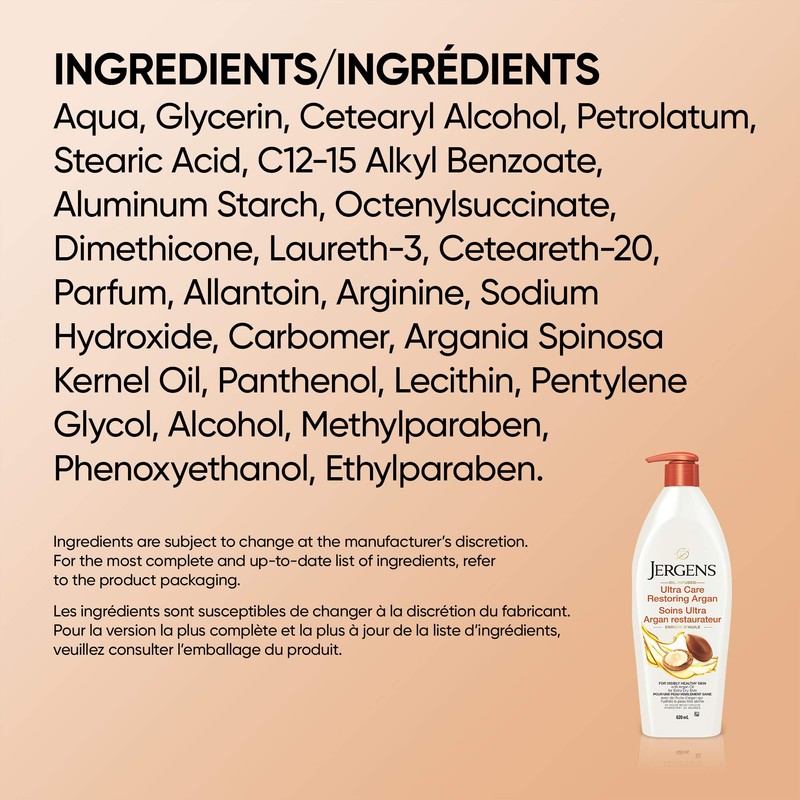 Jergens Ultra Care Restoring Argan Oil-Infused Moisturizer & Body Lotion