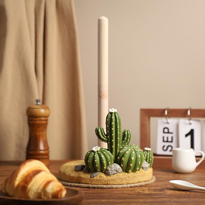 WAIT FLY Cactus Pattern Paper Towel Holder Stand Resin Tissue