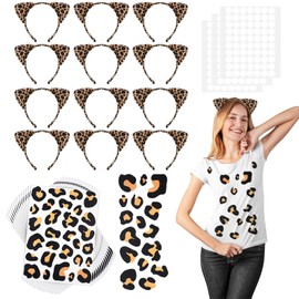 Knitgrip 42 Pcs Dalmatian Dog Accessories Black White Dog Ears Headband for 101 Dalmatian Costumes Party DIY Project(Leopard)