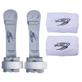 QALARO Hook and Loop Pro Grips for Girls Gymnastics | Dowel Grips, 11cm White Wristbands, Grip Bag | Gymnastics Grips for Girls | Youth Bar Grips | Gymnastics Gloves