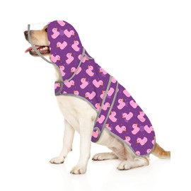 HDE Dog Raincoat with Clear Hood Poncho Rain Jacket for Small Medium Large Dogs Ducks Purple - L