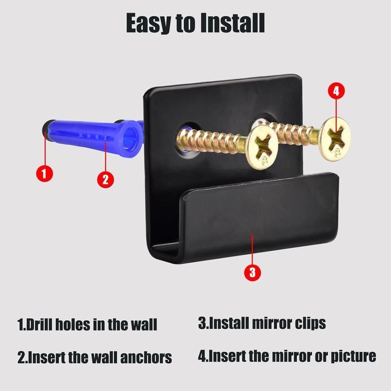 10 Pack Wall Mounted Mirror Clips Stainless Steel U Brackets
