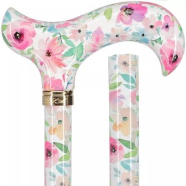 Royal RC Canes Watercolor Flowers Vivienne May Designer Derby Adjustable Cane